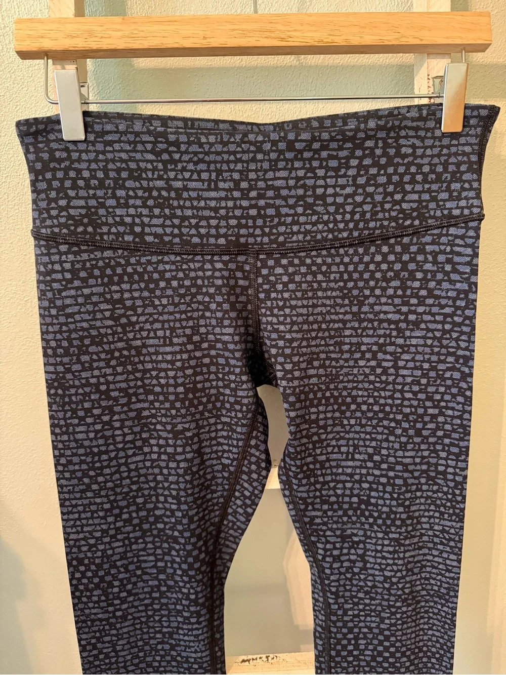 Lululemon Wunder Under Shatter Weave Blue Black Leggings Size 8